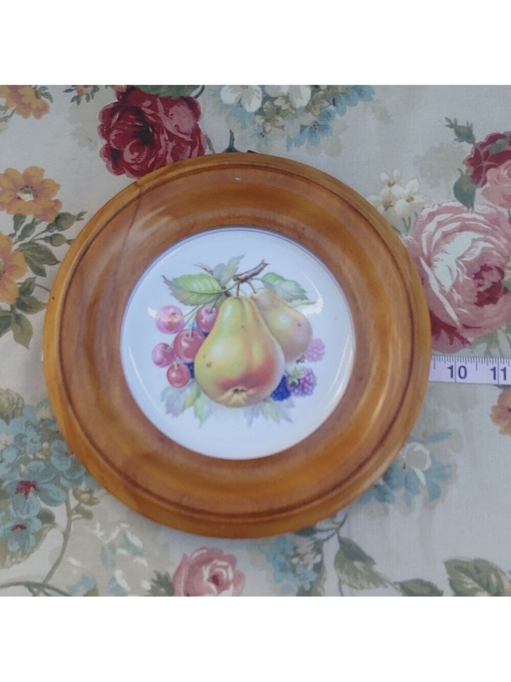Vintage Copelands Grosvenor Spode English China Fruit Wall Plate Set Wood-Framed - Picture 15 of 17